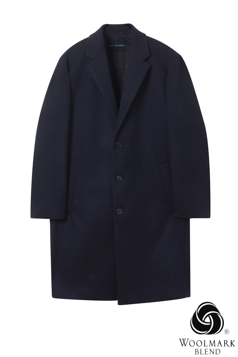 Oversize Single Coat (Navy)[Cashmere 15%]