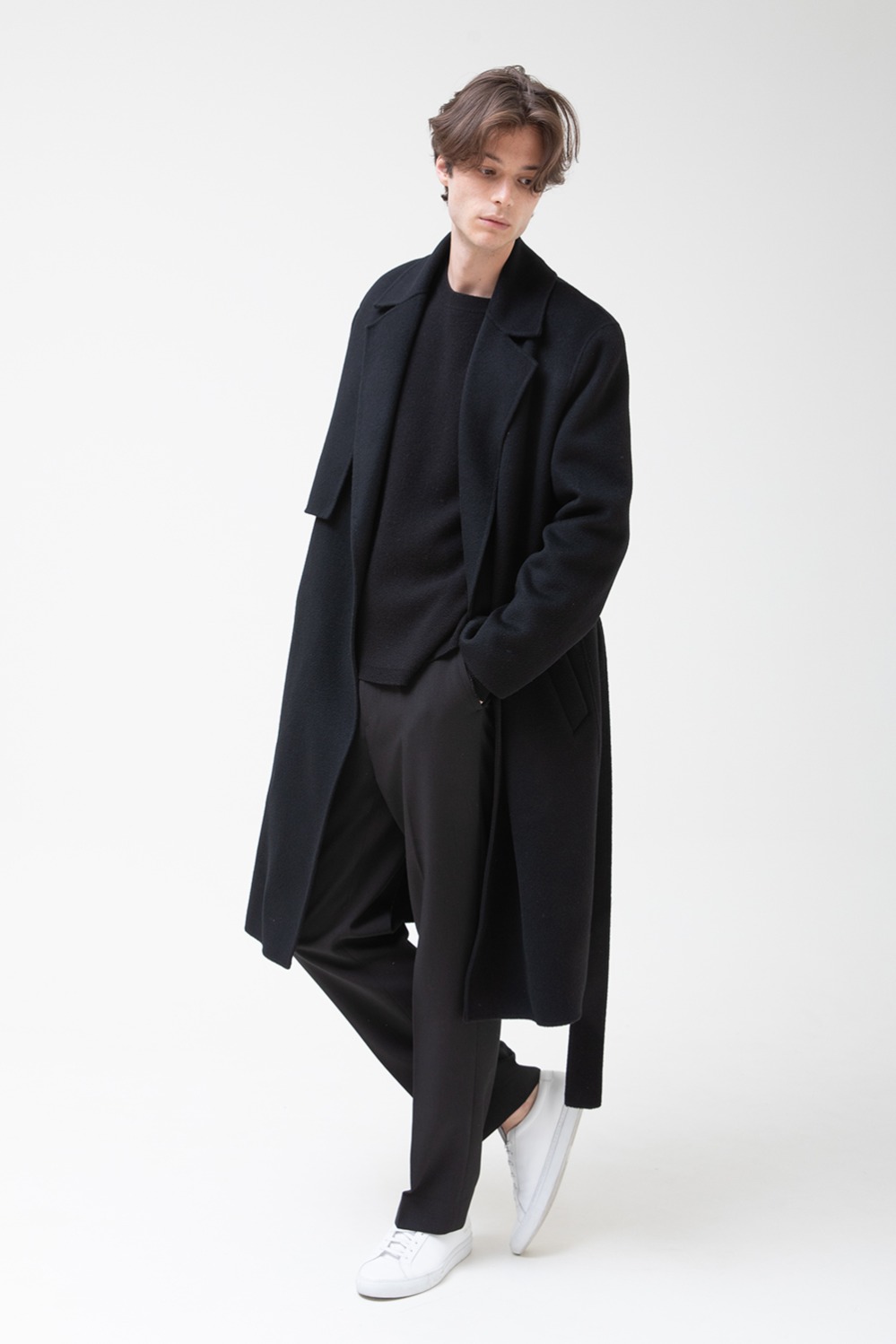 Handmade GunFlab Robe Coat (Black)[Cashmere 30%]