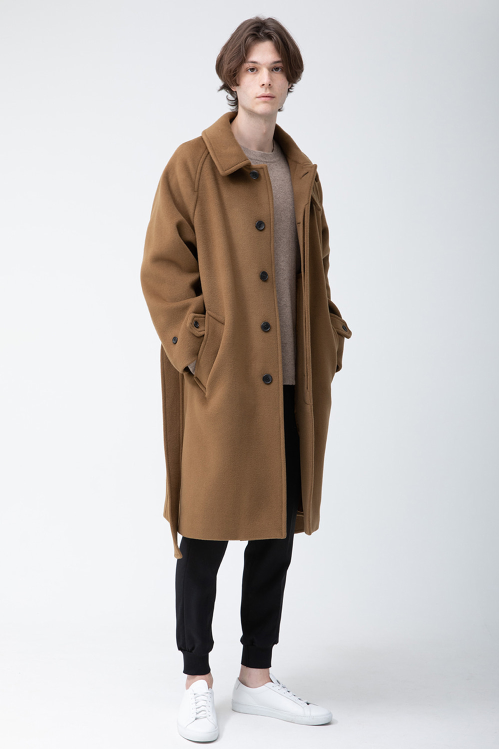 Cashmere Balmacaan Coat (Khaki)