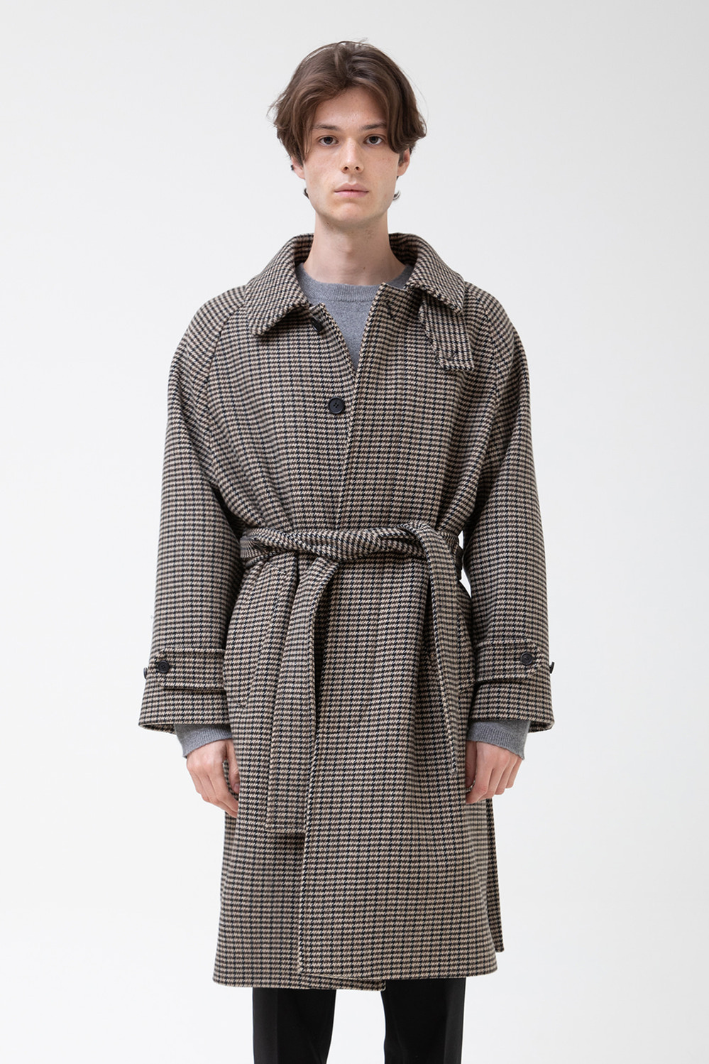 Balmacaan Check Robe Coat