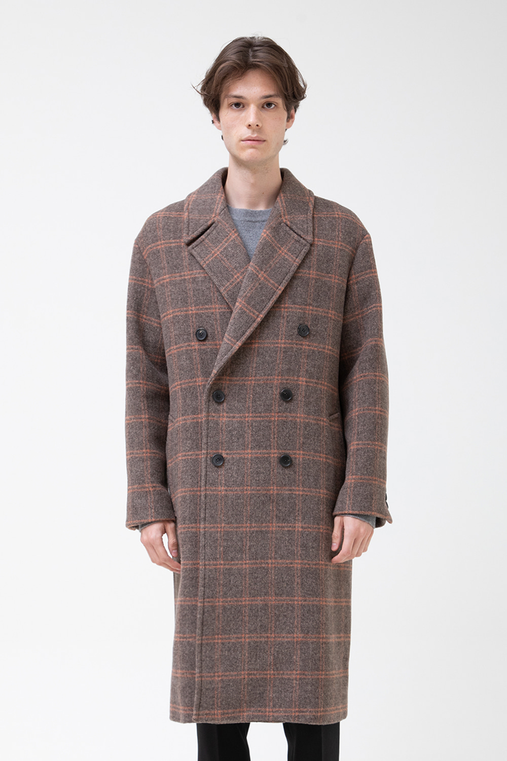 Wool 100%<br>Check Double Coat