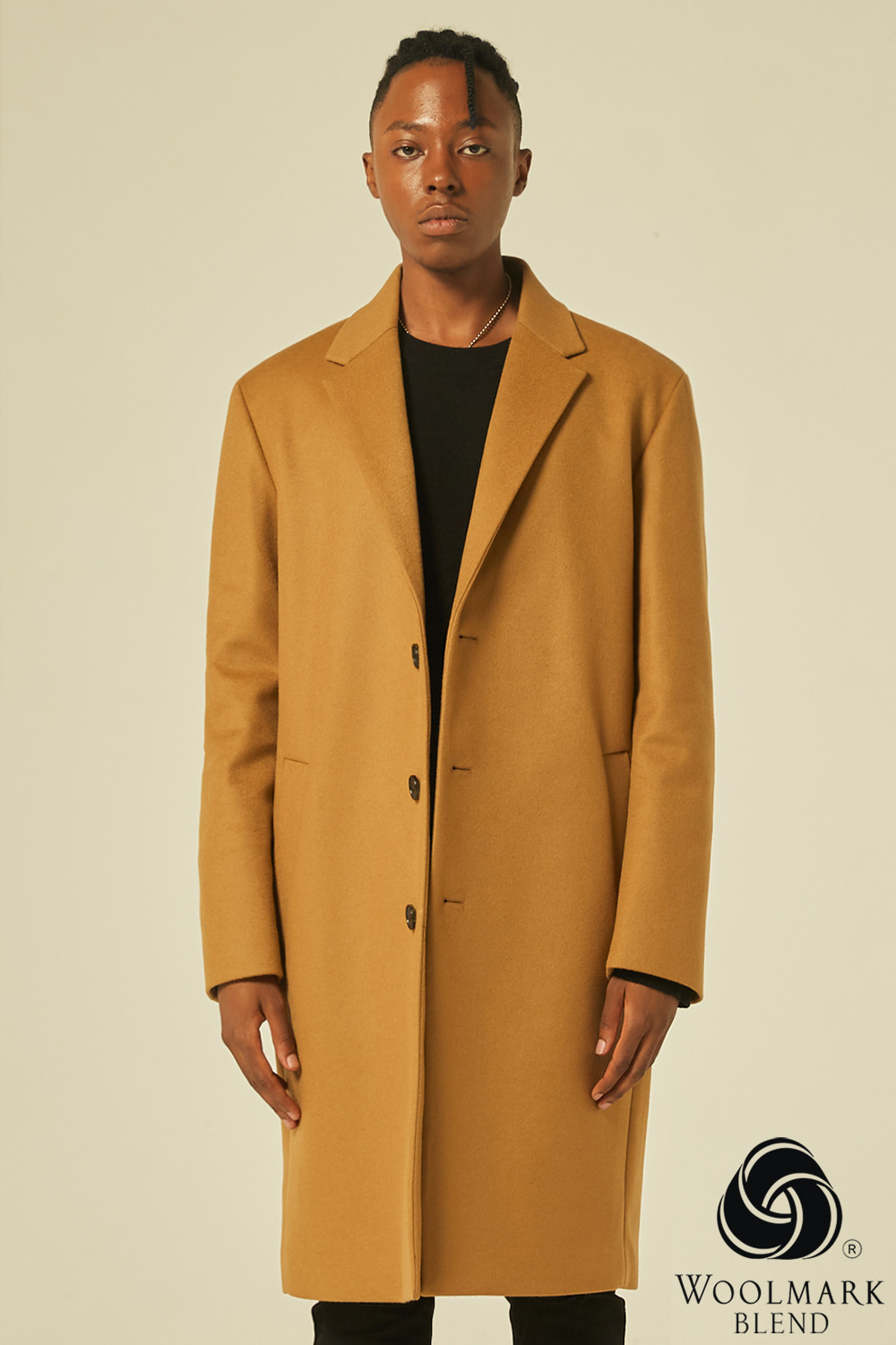 Oversize Single Coat (Camel)[Cashmere 15%]