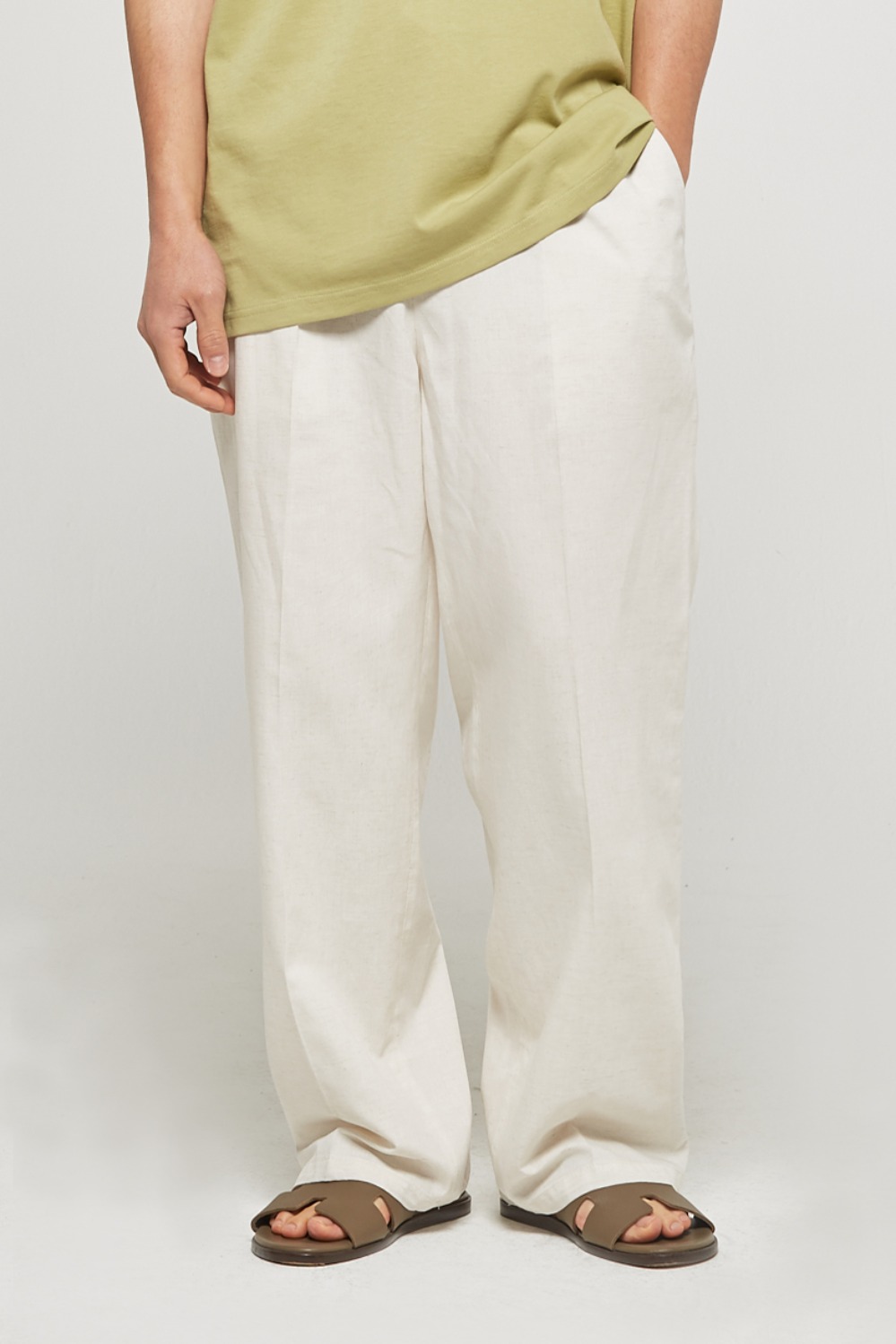 Linen Pocket Wide Pants (Ivory)