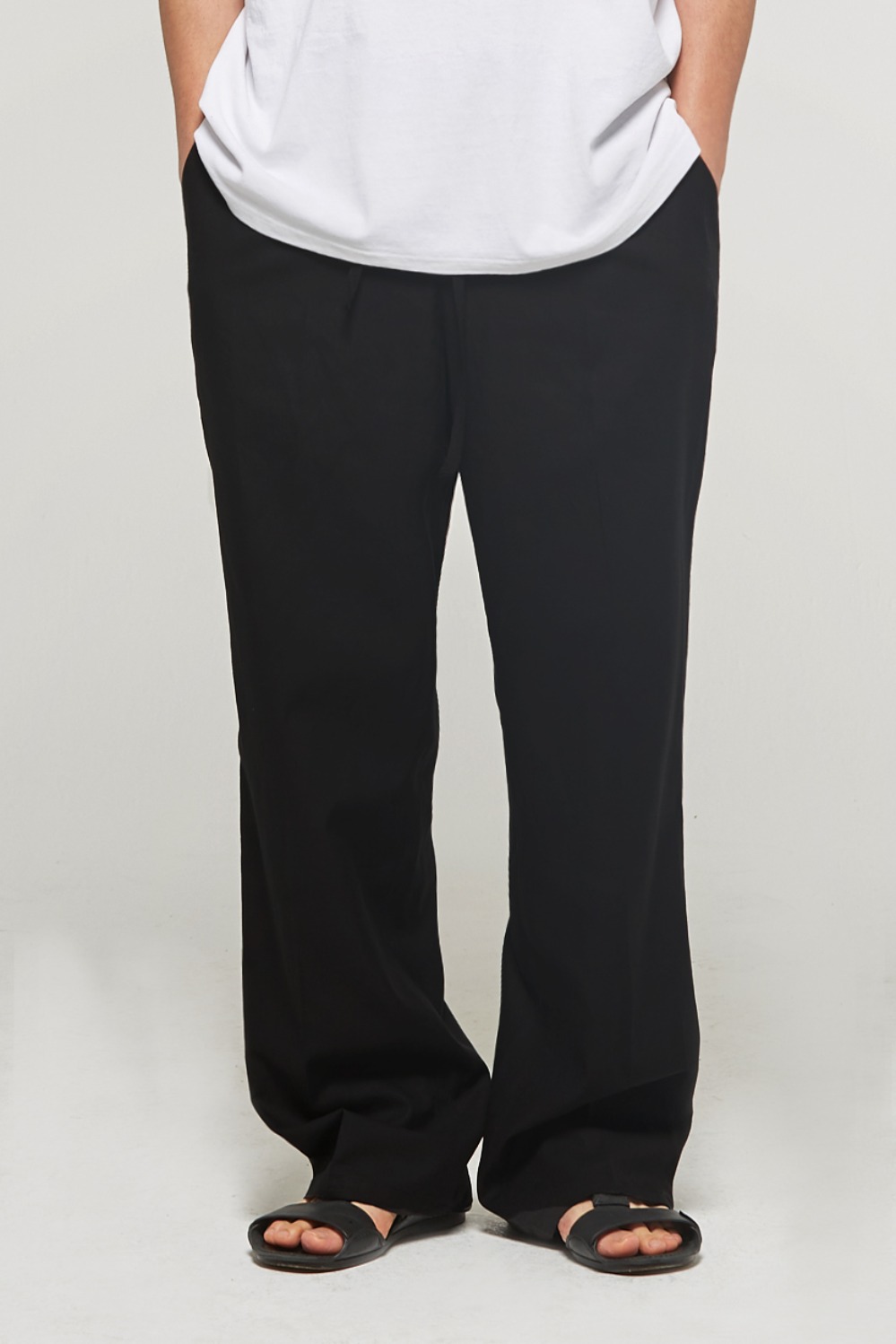 Linen Pocket Wide Pants (Black)