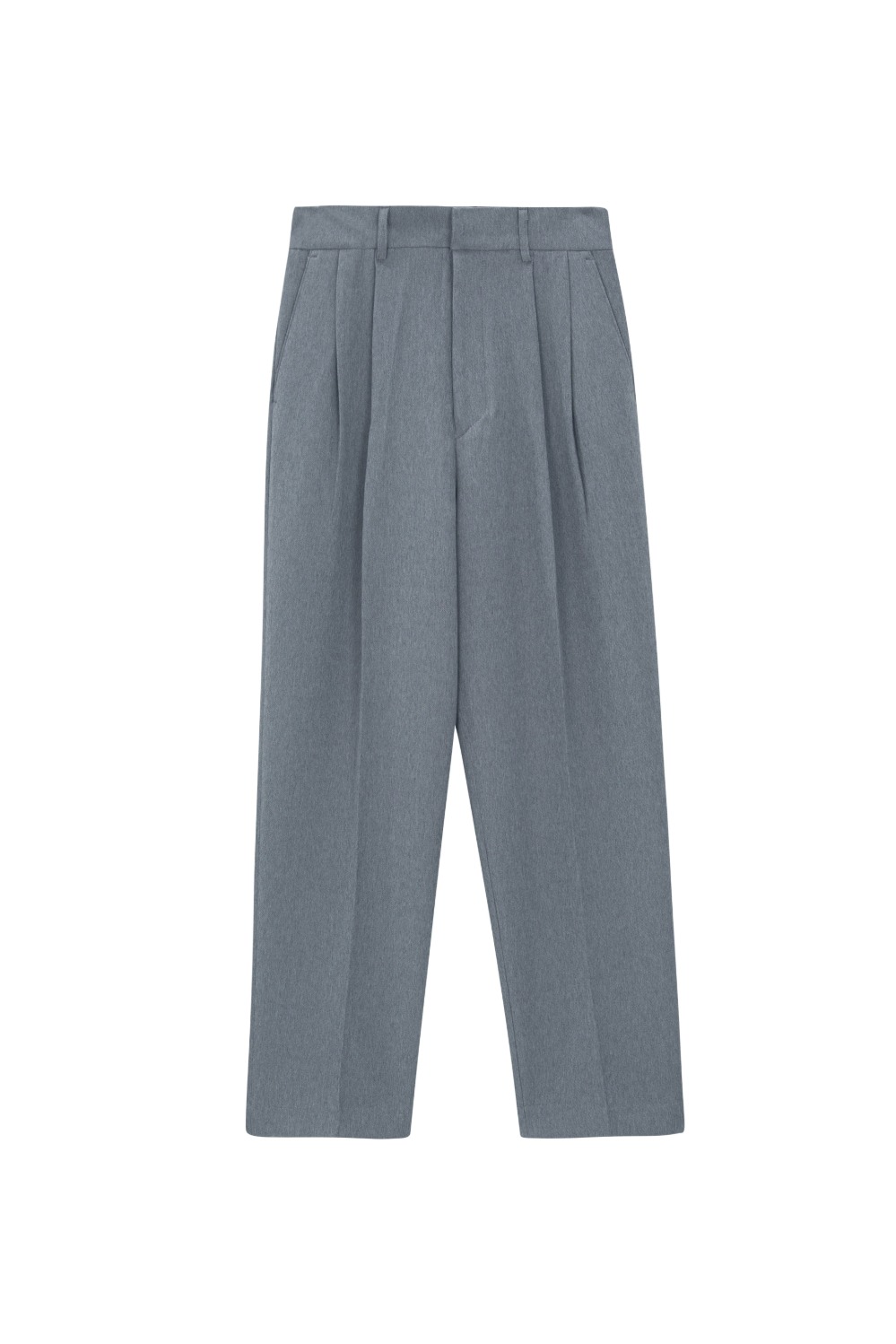 Two Pleats Wide Banding Pants (Grey)