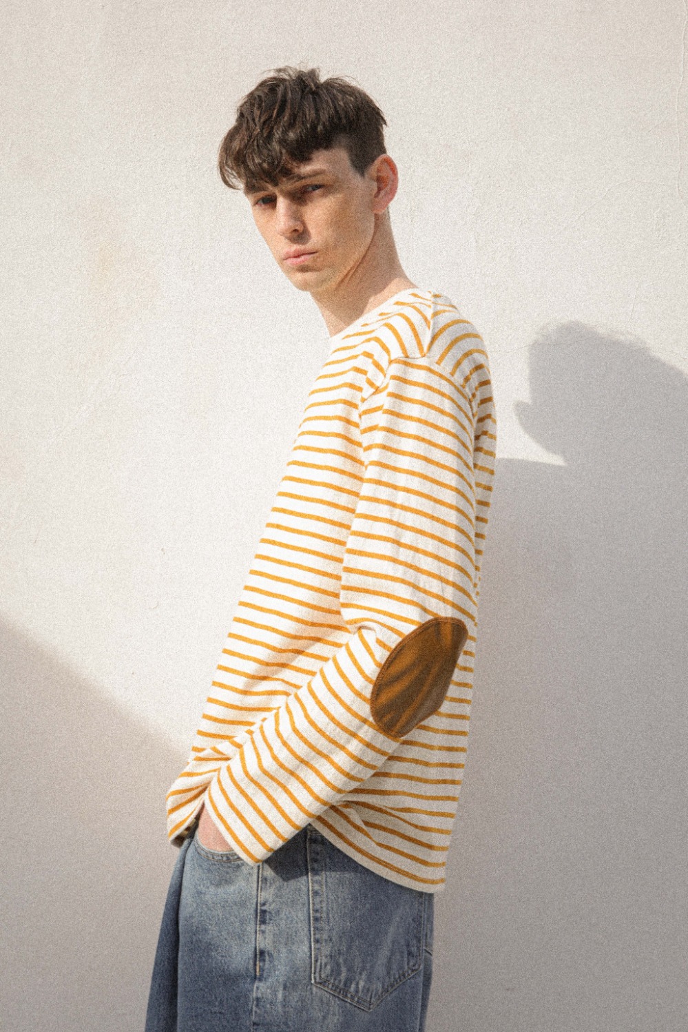 Leather Patch Stripe T (Yellow)