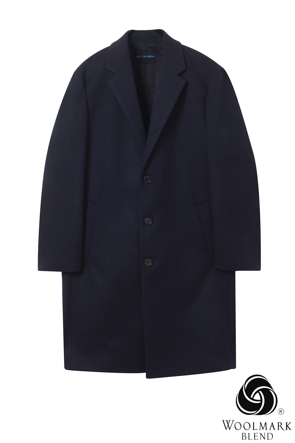 Oversize Single Coat (Navy)<br>[Cashmere 15%]