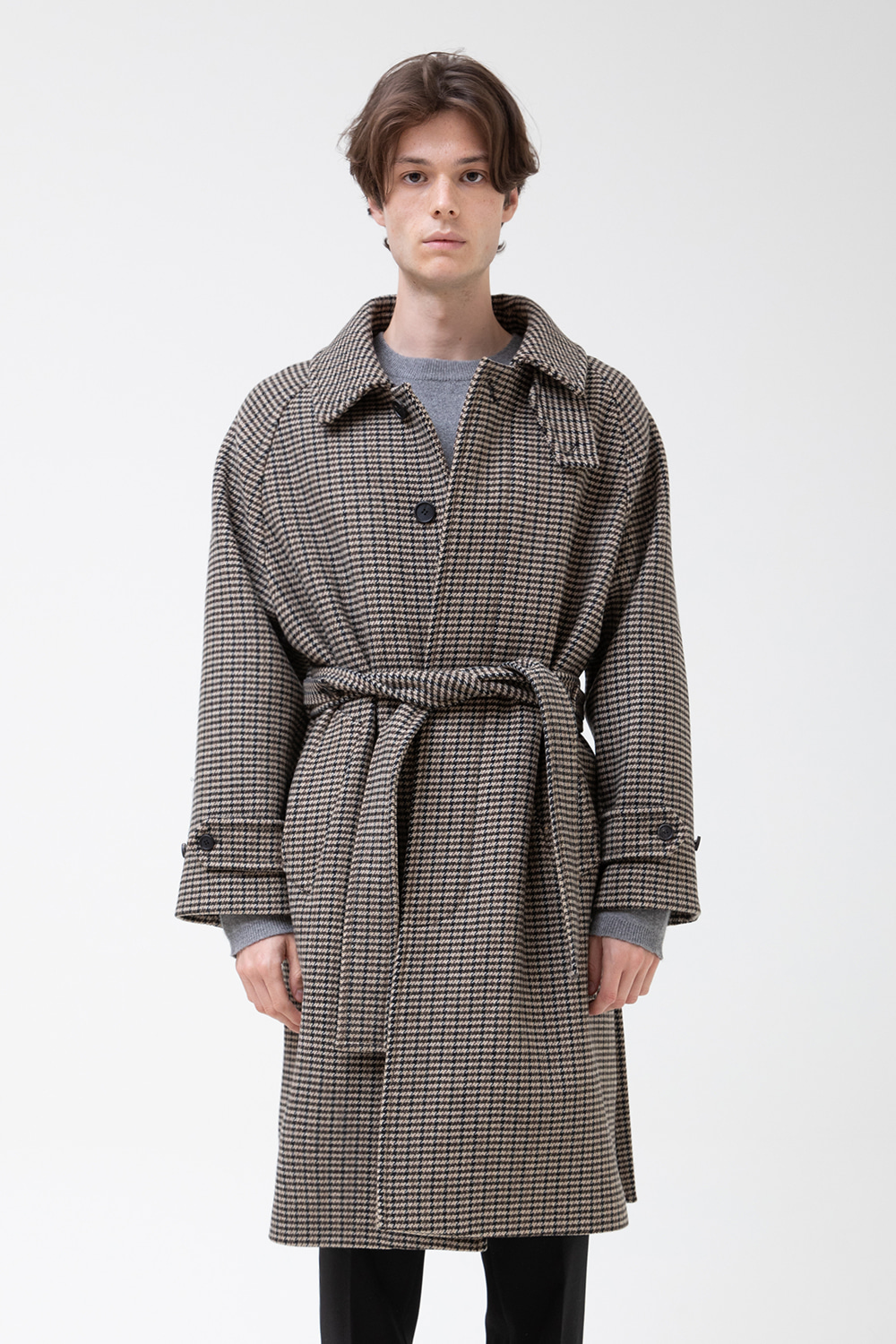 Balmacaan Check Robe Coat